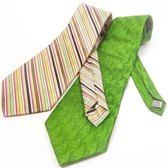 Bright Vintage Tie Bundle: RBM Green Silk & Wembley Striped Poly - Picture 3 of 12